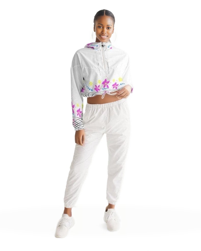 Floral Wear Womens Cropped Windbreaker - women's cropped hoodie at TFC&H Co.
