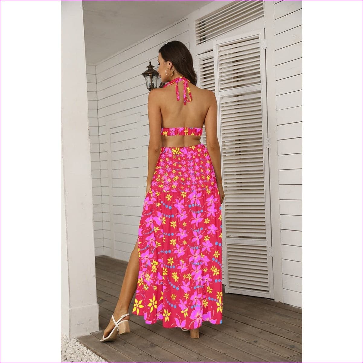 - Floral Wear Womens Tie Back Wrap Dress - womens top & skirt set at TFC&H Co.