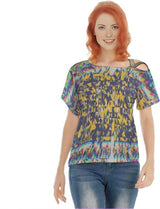 multi-colored Fractured Gold Womens Sparkling Elastic Shoulder Band Top - women's top at TFC&H Co.