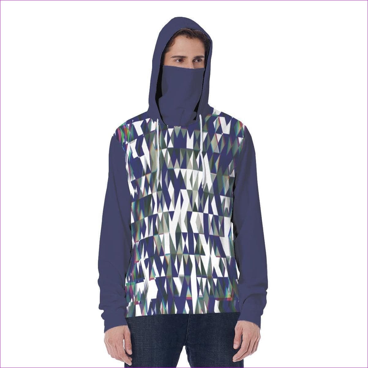 blue Fractured Unisex Hoodie w/ Built in Mask - unisex hoodie at TFC&H Co.