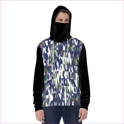blue Fractured Unisex Hoodie w/ Built-in Mask - unisex hoodie at TFC&H Co.