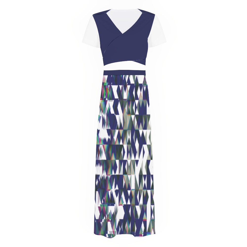 Fractured Women's Two Piece Outfit V-Neck Top and Maxi Skirt Set - women's top & skirt set at TFC&H Co.
