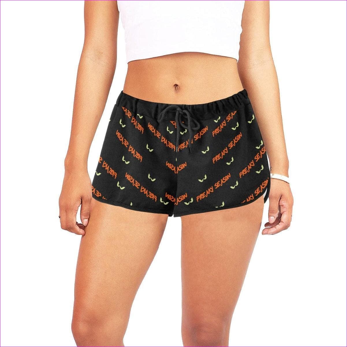 Freaky Season - Black Women's All Over Print Casual Shorts (Model L19) Freaky Season Tease Shorts - women's shorts at TFC&H Co.