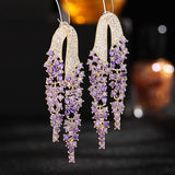 Purple - French Elegant Long Earrings - earrings at TFC&H Co.