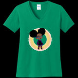 WOMENS V-NECK KELLY - Fro-Puff Women's & Teen's V-Neck Tee - Ships from The US - womens t-shirt at TFC&H Co.