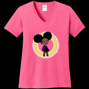 WOMENS V-NECK SANGRIA - Fro-Puff Women's & Teen's V-Neck Tee - Ships from The US - womens t-shirt at TFC&H Co.