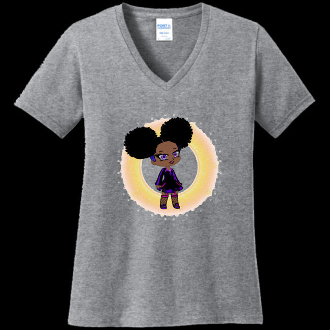 WOMENS V-NECK ATHLETIC-HEATHER - Fro-Puff Women's & Teen's V-Neck Tee - Ships from The US - womens t-shirt at TFC&H Co.