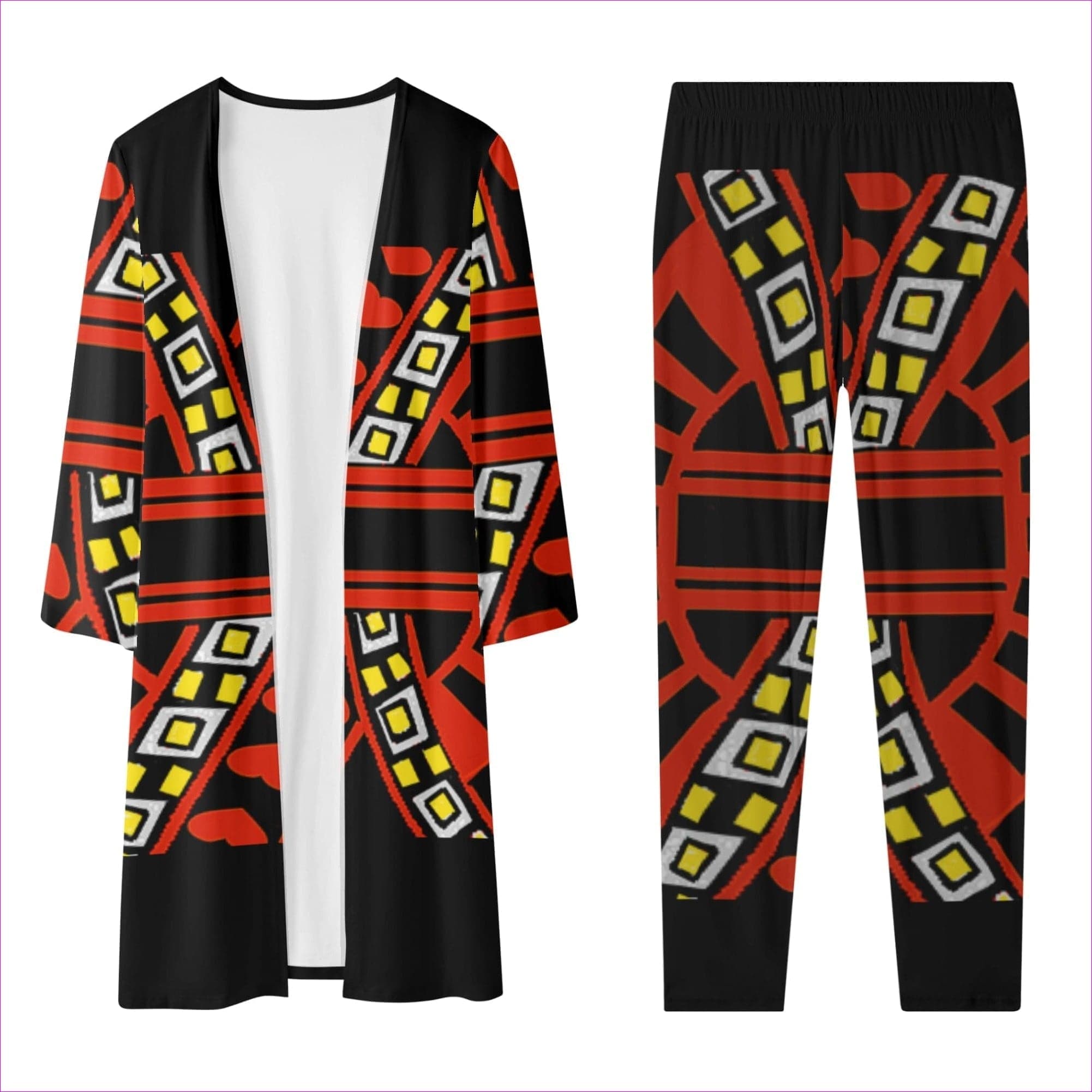 Black Full Deck Womens Long Sleeve Cardigan and Leggings 2pcs - women's top & leggings set at TFC&H Co.