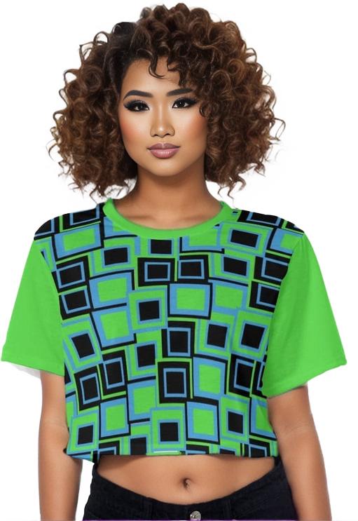 Green Funky² Cropped T-Shirt - women's cropped tee at TFC&H Co.