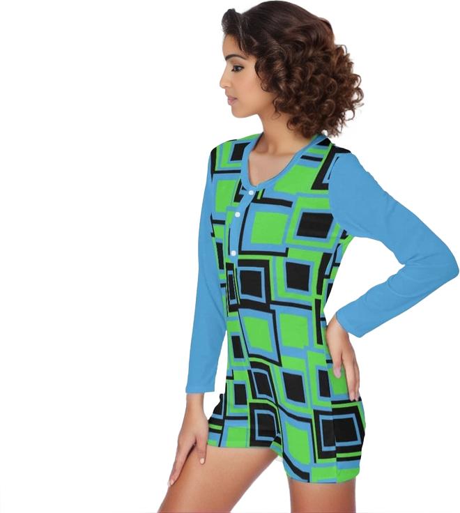 Green Funky² One-Piece Womens Pajamas - women's pajamas romper at TFC&H Co.