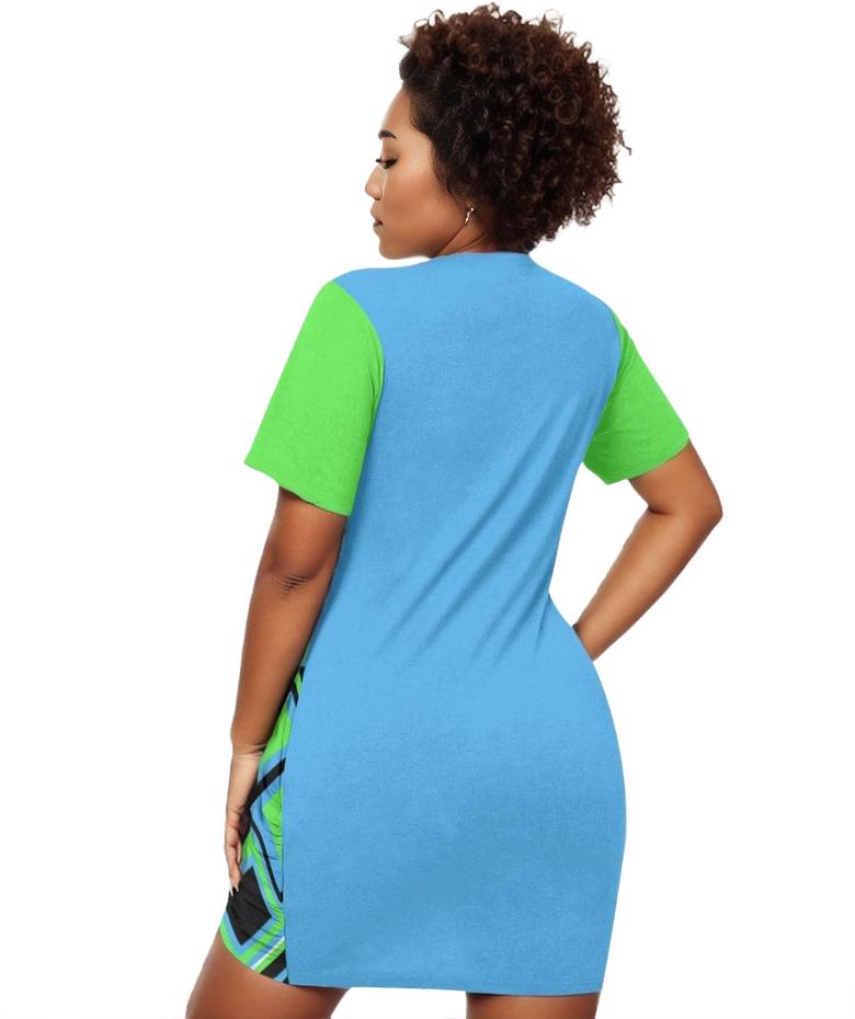 - Funky² Women’s Stacked Hem Dress With Short Sleeve (Plus Size） - womens dress at TFC&H Co.