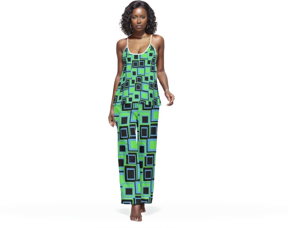 Green Funky² Womens Cami Pajamas Sets - women's pajamas set at TFC&H Co.