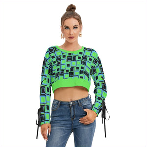 Funky² Womens Lace-Up Sleeve Cropped Sweatshirt - women's cropped sweatshirt at TFC&H Co.