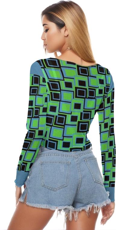 - Funky² Womens Mesh Long Sleeve T-shirt - womens sheer mesh top at TFC&H Co.