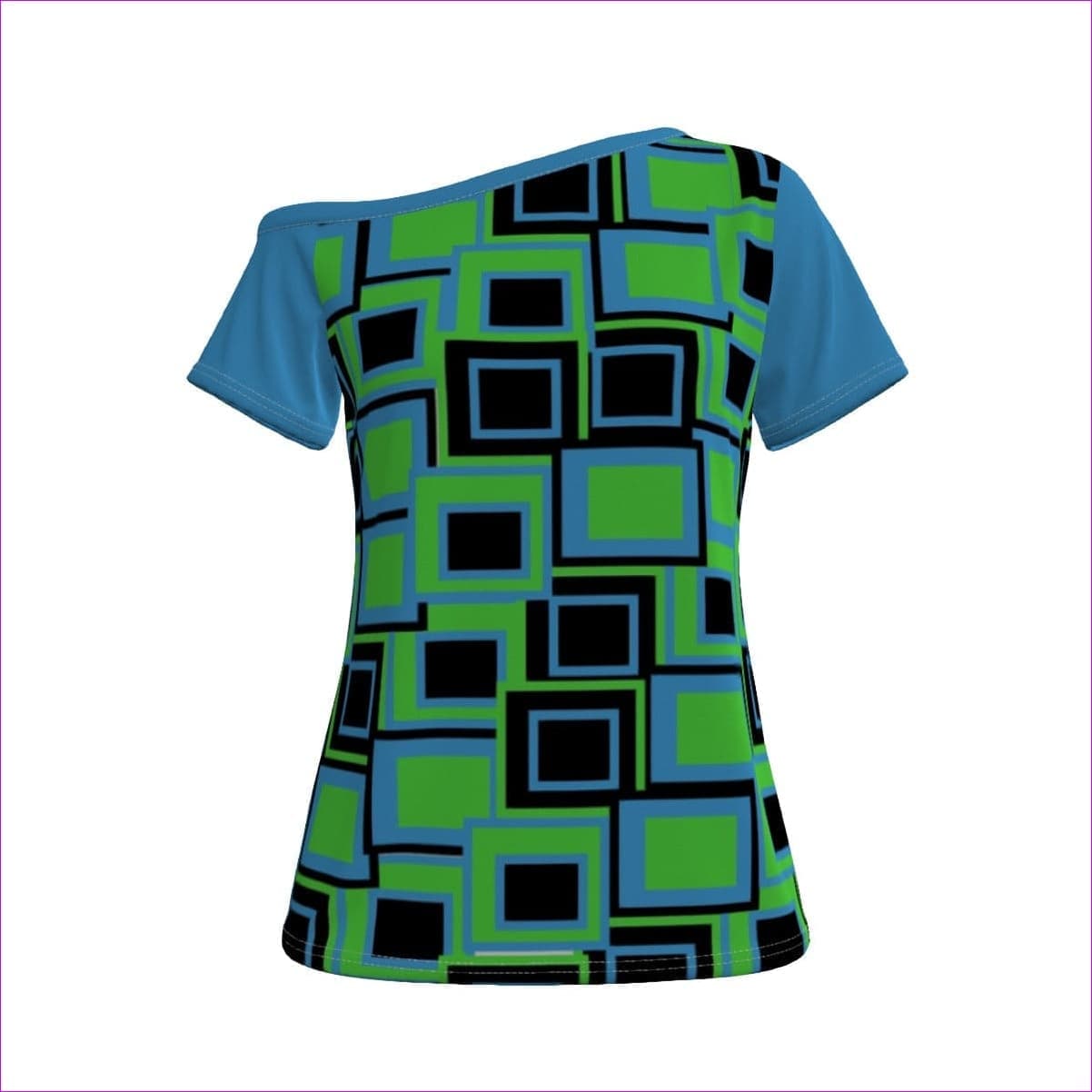Green Funky² Womens Off-Shoulder Tee - women's off-shoulder t-shirt at TFC&H Co.
