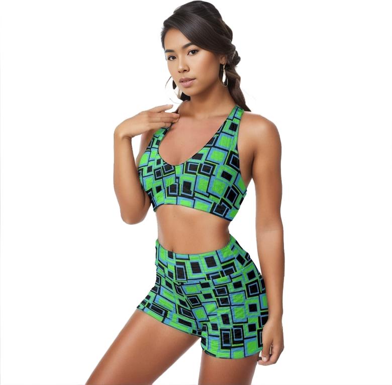 Funky² Womens Sports Bra Set - women's sports bra & short set at TFC&H Co.
