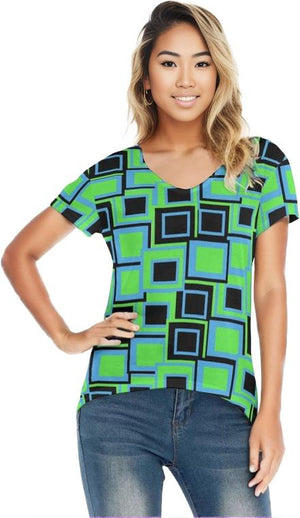 Green - Funky² Womens V-neck T-shirt - womens t-shirt at TFC&H Co.
