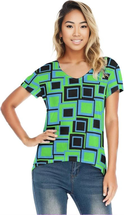 Green Funky² Womens V-neck T-shirt - women's t-shirt at TFC&H Co.