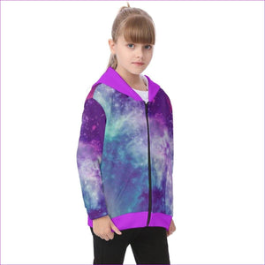 multi-colored - Galaxy Kids Fur Lined Hoodie With Zip Up - kids jacket at TFC&H Co.