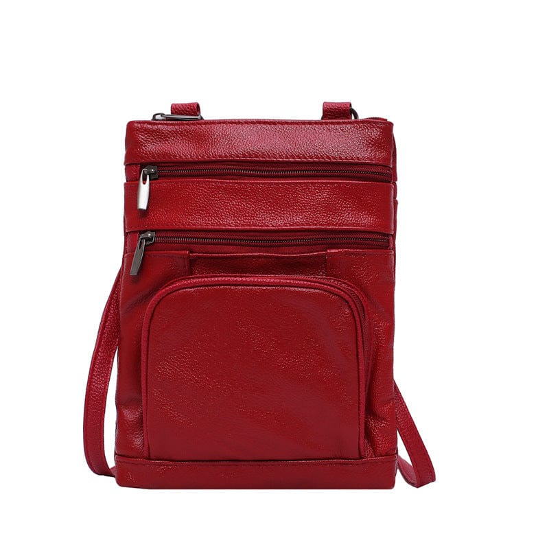 Red - Genuine Leather Crossbody Bag - handbags at TFC&H Co.