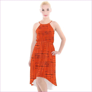 Orange - Geode High-Low Halter Chiffon Dress - 6 colors - womens dress at TFC&H Co.