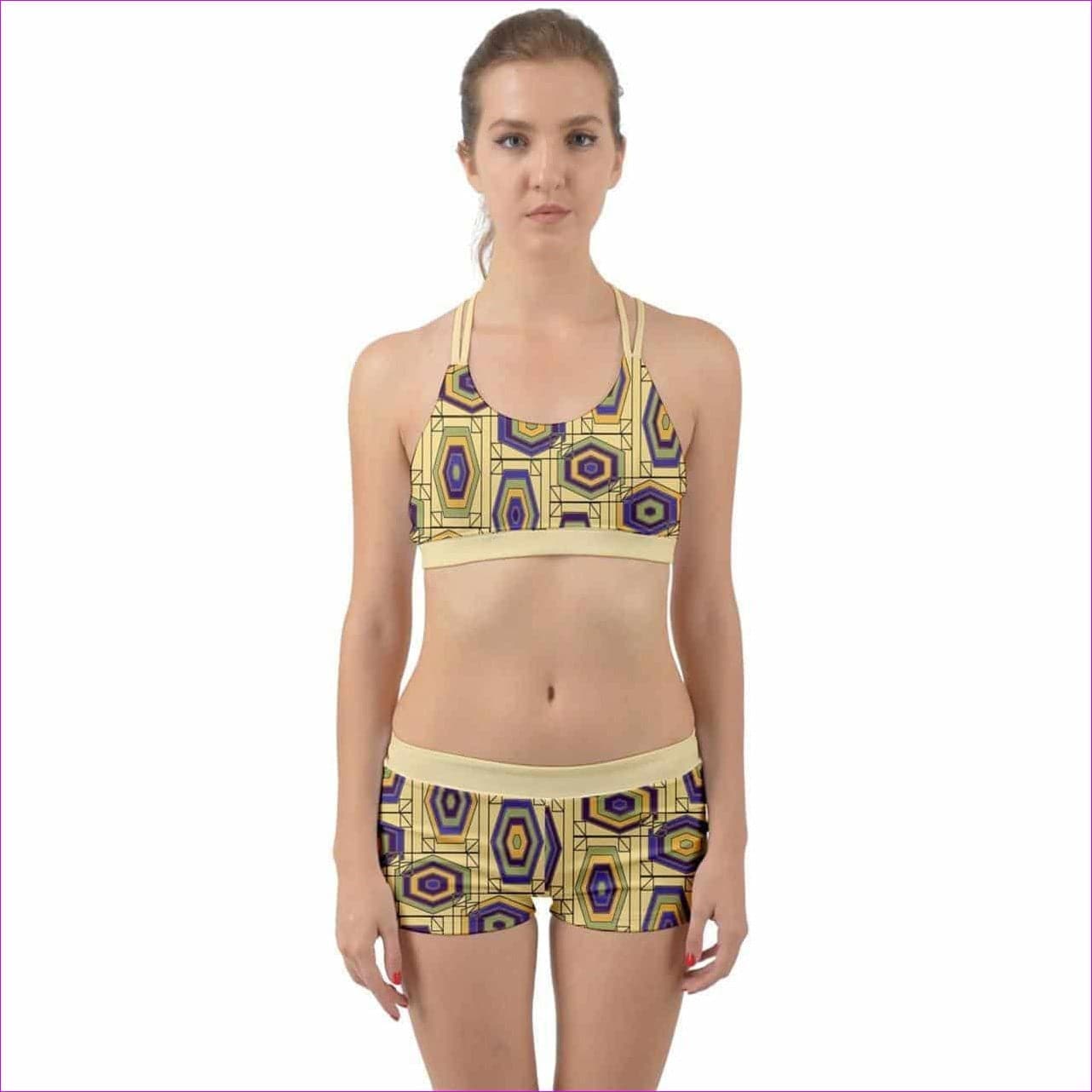 Yellow Geode in Color Back Web Gym Set - 6 colors - women's top & short set at TFC&H Co.