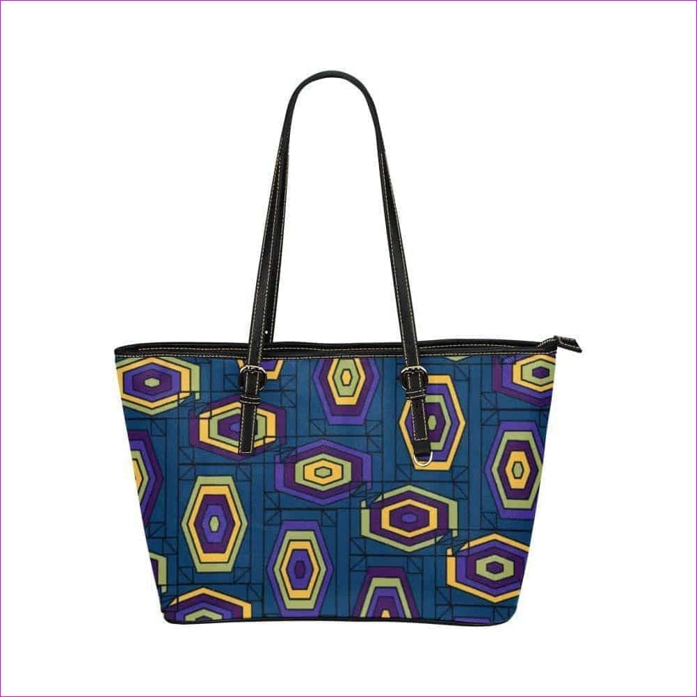 One Size Geode in color bag - blue Leather Tote Bag (Model 1651) (Big) Geode in Color Leather Tote - 7 colors - handbag at TFC&H Co.