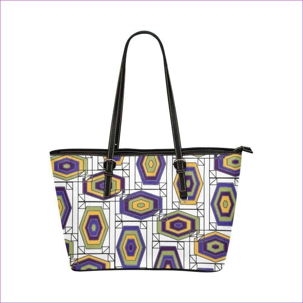 One Size Geode in color bag - white Leather Tote Bag (Model 1651) (Big) - Geode in Color Leather Tote - 7 colors - handbag at TFC&H Co.