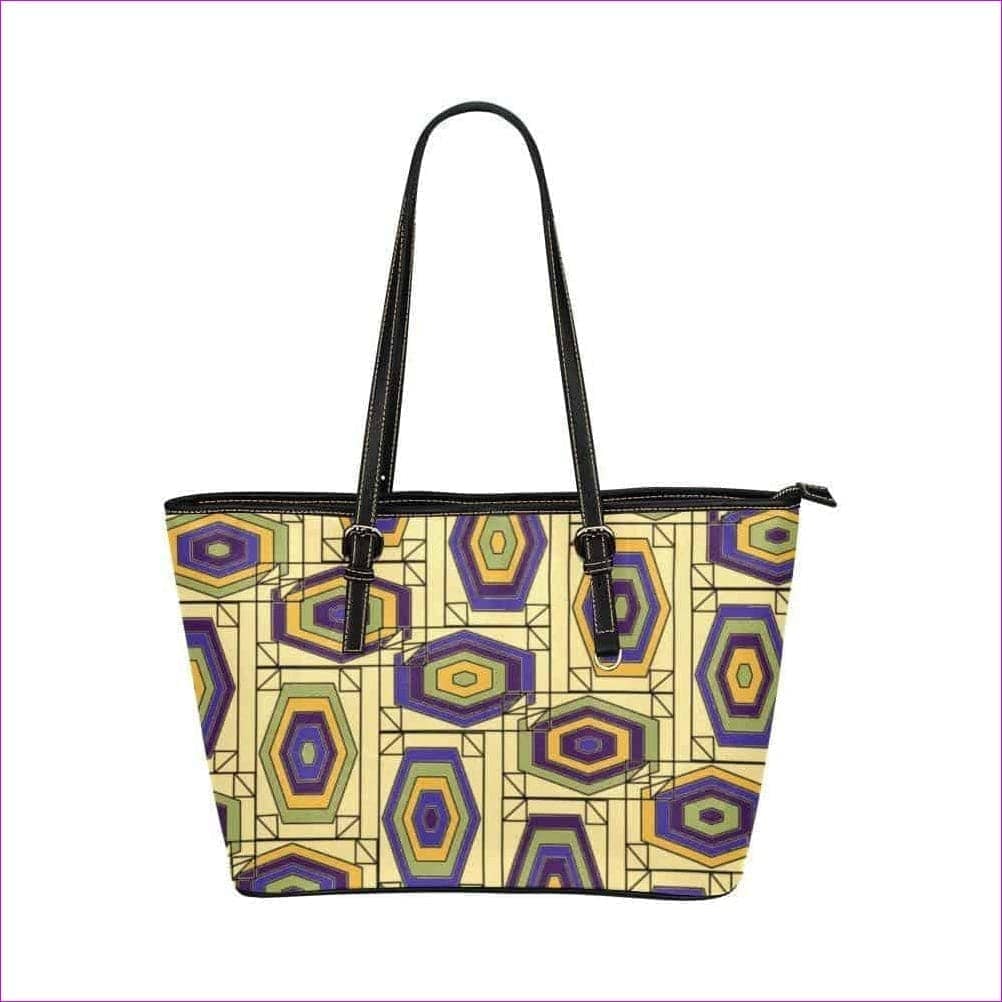One Size Geode in color bag - yellow Leather Tote Bag (Model 1651) (Big) - Geode in Color Leather Tote - 7 colors - handbag at TFC&H Co.