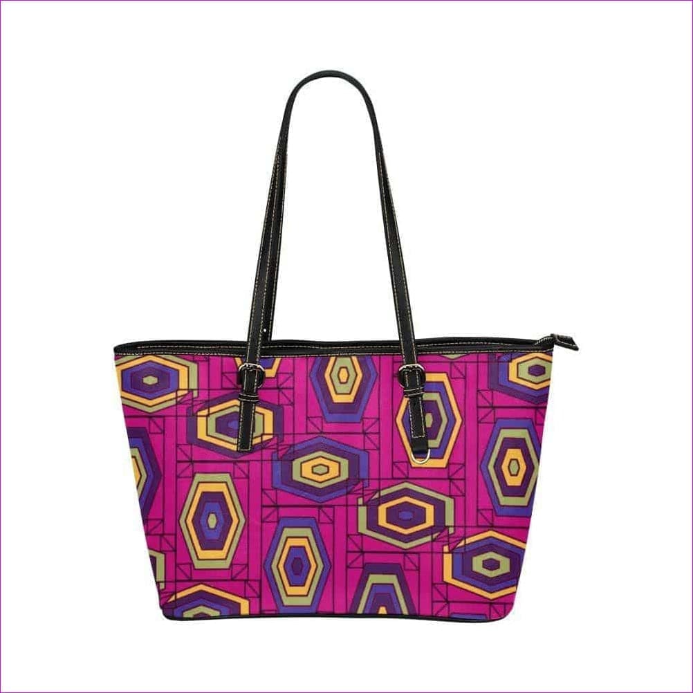 One Size Geode in color bag - pink Leather Tote Bag (Model 1651) (Big) - Geode in Color Leather Tote - 7 colors - handbag at TFC&H Co.