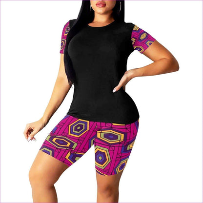 Geode - Pink Women's Short Yoga Set(Sets 03) Geode in Coor Womens Yoga Short Set - 2 colors - women's top & short set at TFC&H Co.
