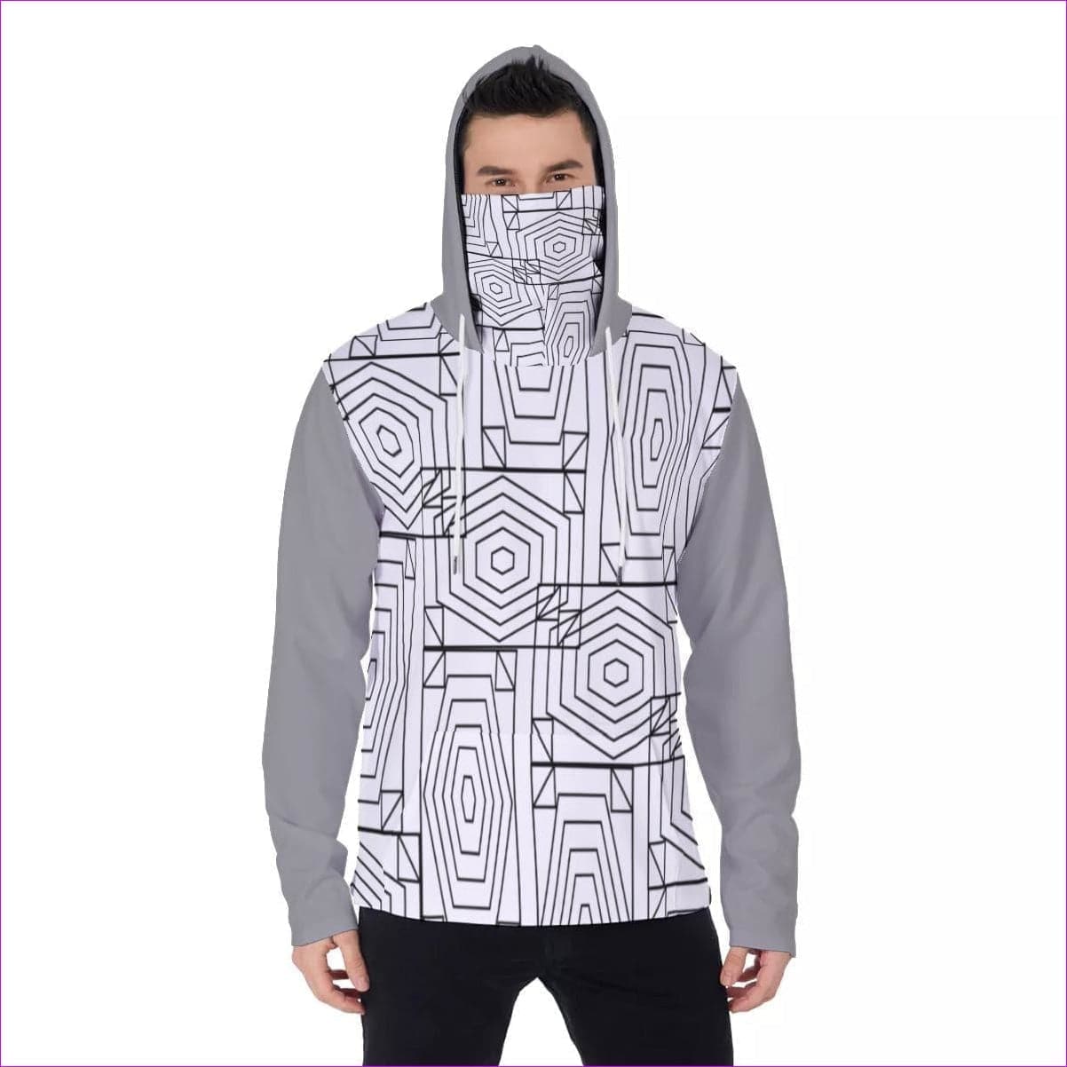 White Geode Men's Fur Lined Pullover Hoodie With Mask - men's hoodie at TFC&H Co.