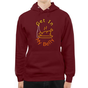 Burgundy - Get in My Belly Thanksgiving Unisex Premium Pullover Hoodie - unisex hoodies at TFC&H Co.