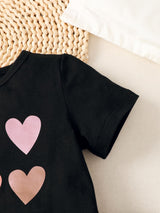 BLACK Girls Heart Print T-Shirt and Joggers Set - girl's top & pants set at TFC&H Co.