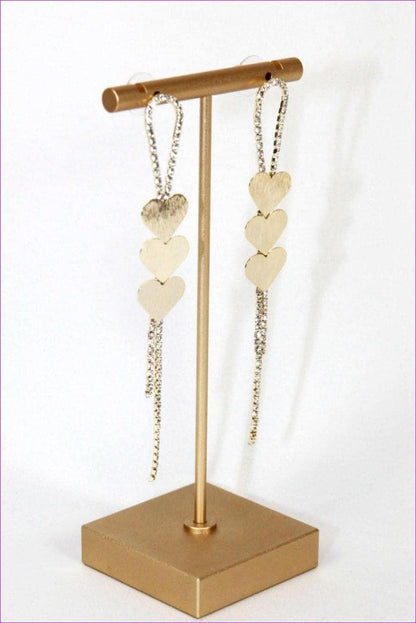 Gold Plated Hearts Threader Earrings - earrings at TFC&H Co.