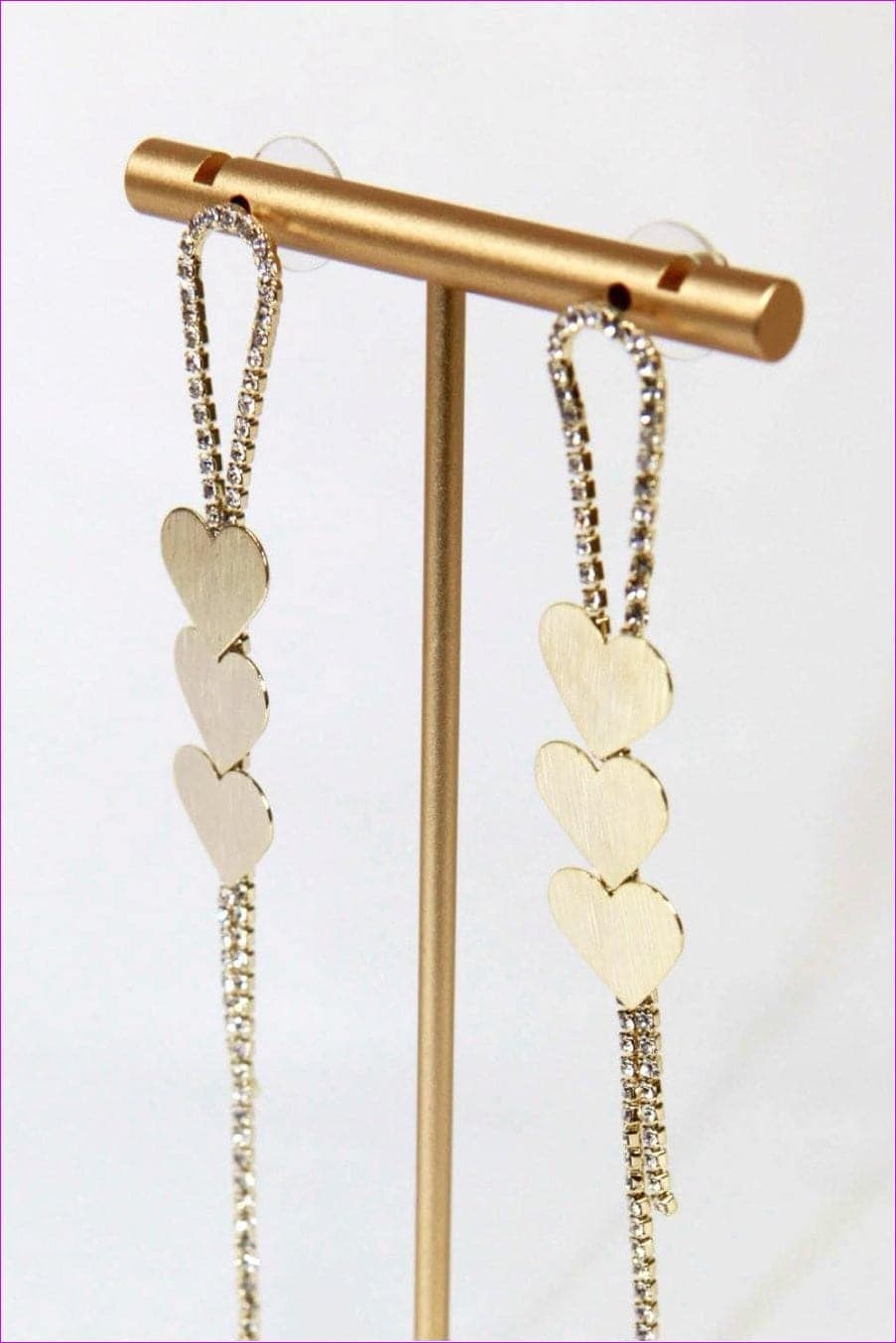 Gold Plated Hearts Threader Earrings - earrings at TFC&H Co.