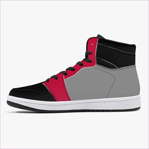 - Grey Fire High-Top Leather Sneakers - unisex shoe at TFC&H Co.