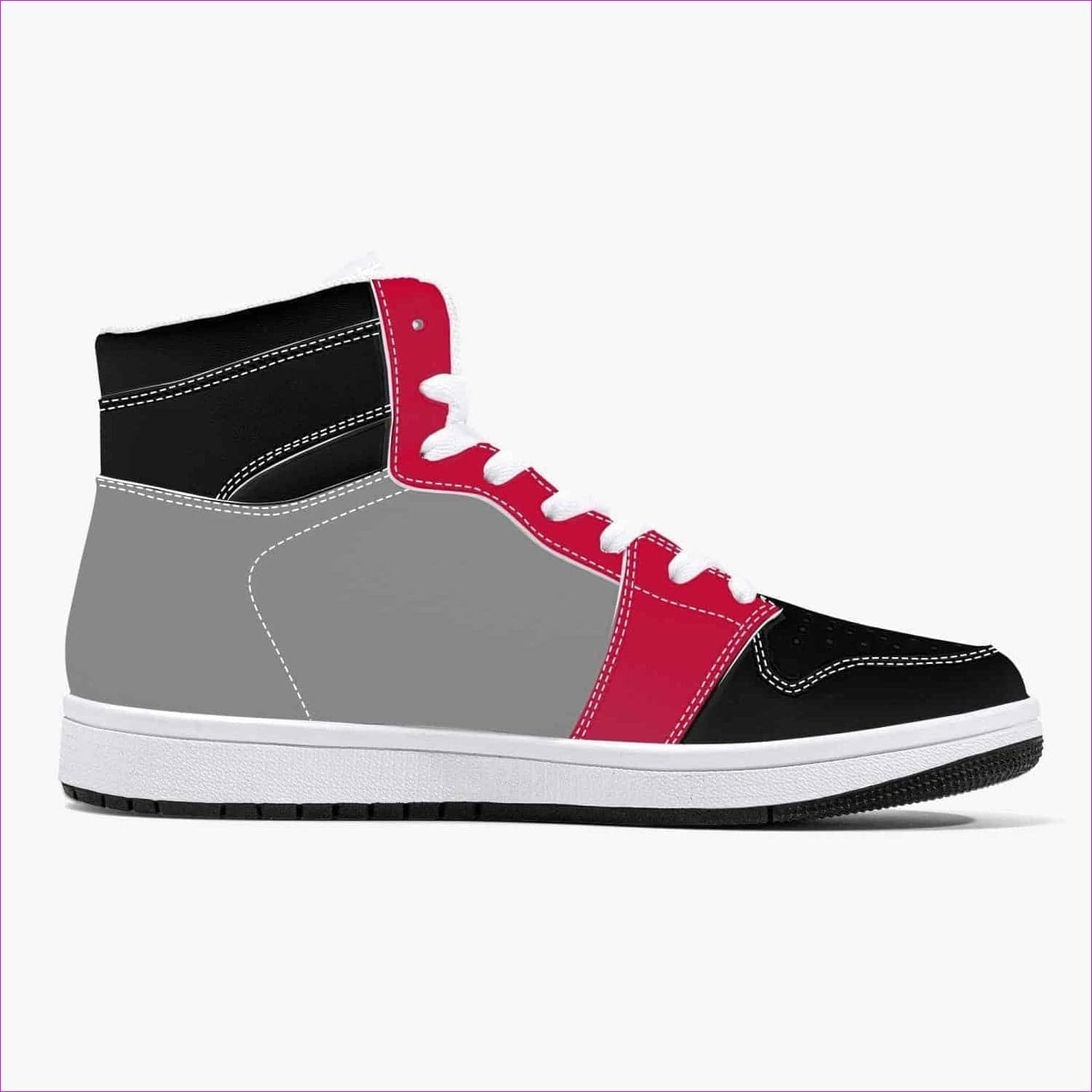 - Grey Fire High-Top Leather Sneakers - unisex shoe at TFC&H Co.