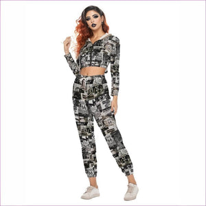 gray - Greyed Streets Womens Crop Hoodie Sports Set - Womens top & pants set at TFC&H Co.