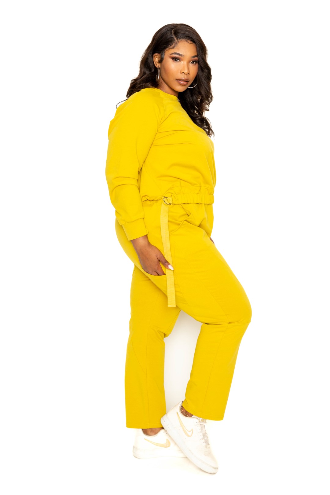 MUSTARD - Grommet Detail Lounge Sets Voluptuous (+) Plus Size -3 colors- Ships from The US - womens top & pants set at TFC&H Co.