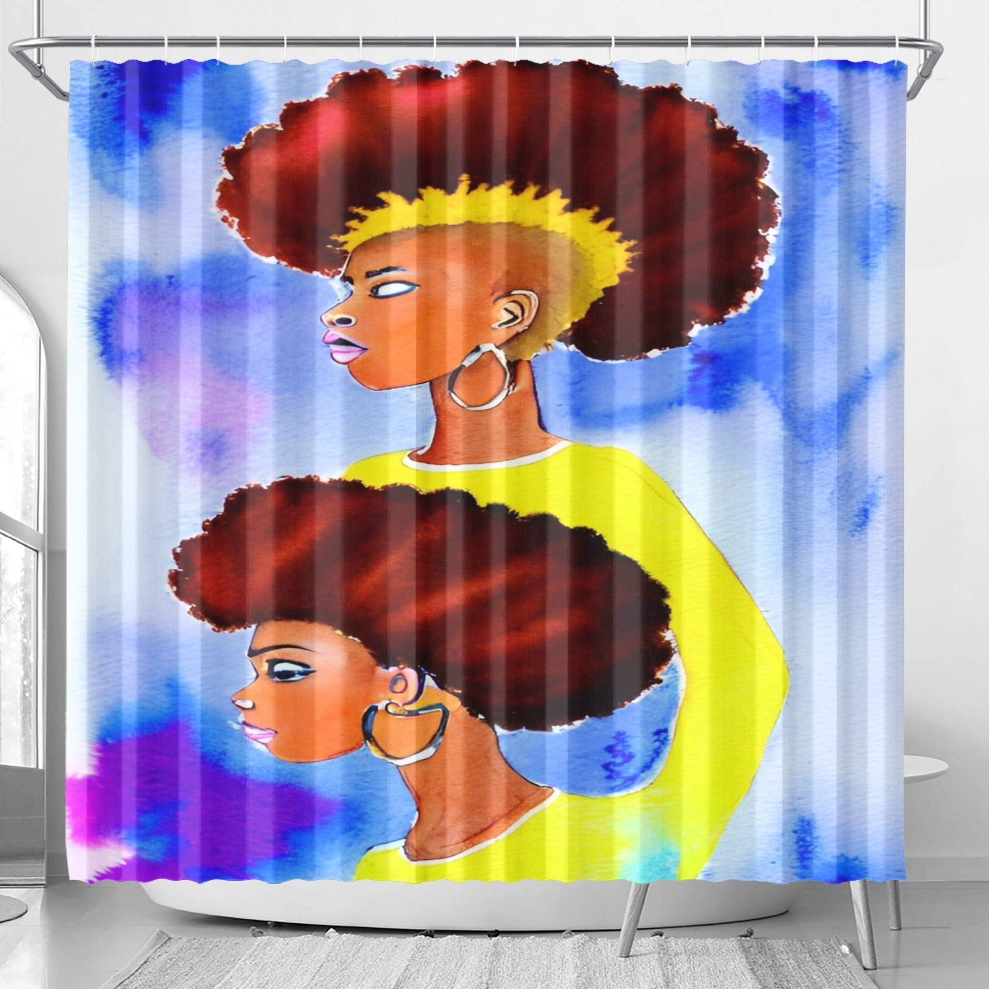 multi-colored One Size Grunge Fro Shower Curtain - shower curtain at TFC&H Co.