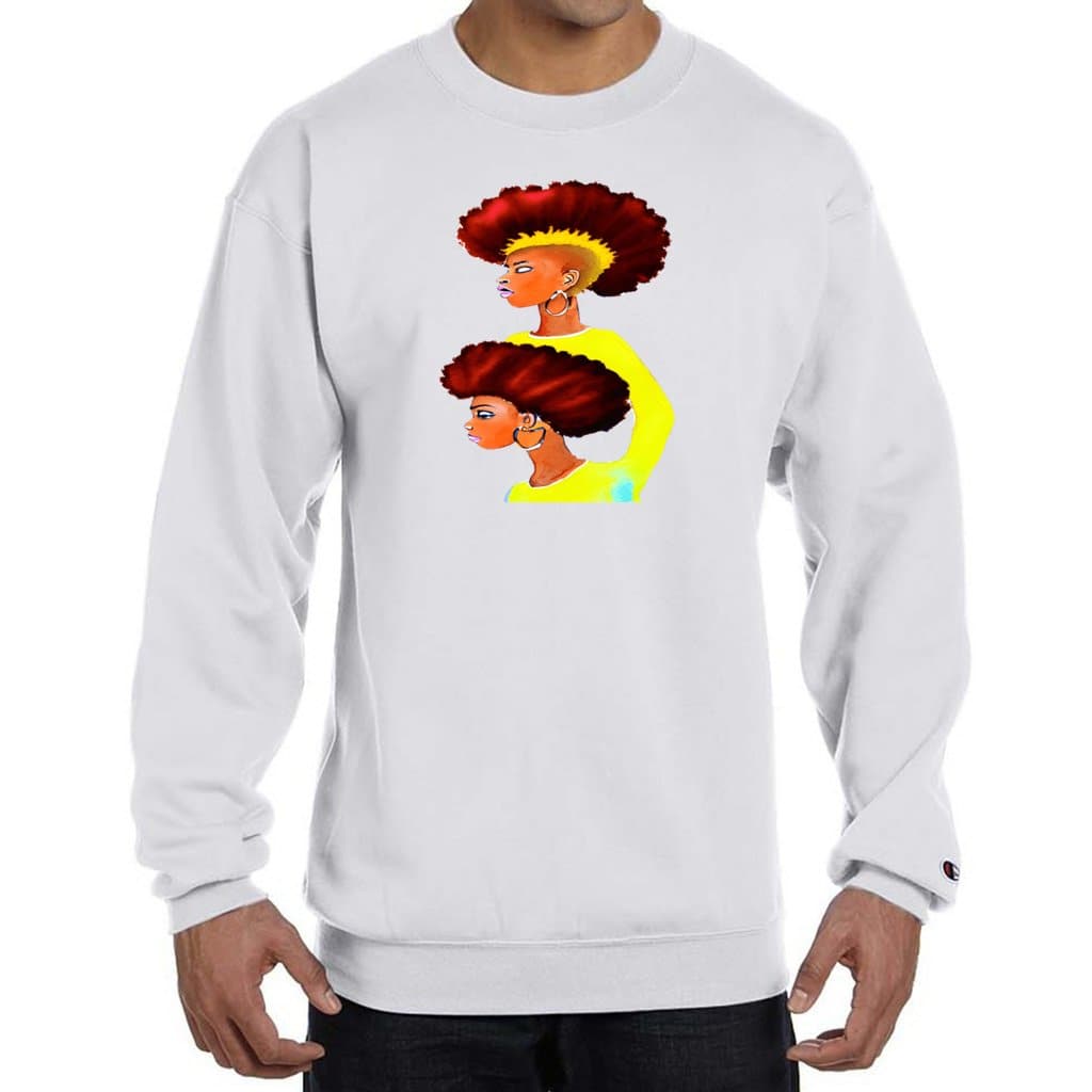 White - Grunge Fro Unisex Champion Sweatshirt - 5 colors - unisex sweatshirt at TFC&H Co.