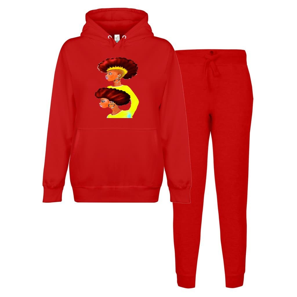Red - Grunge Fro Unisex Hooded Sweatshirt Lounge Set - 4 colors - unisex jogging suit at TFC&H Co.