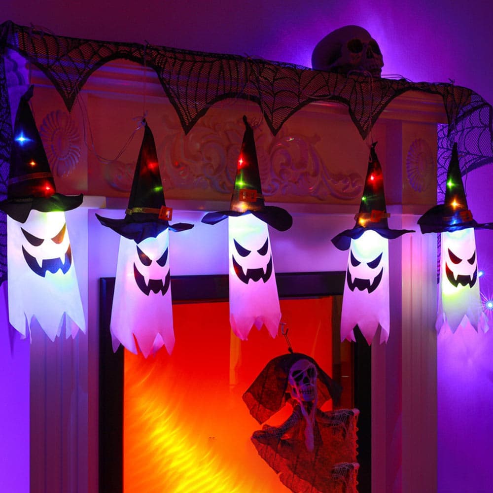 White - Halloween Ghost Light String - Halloween LED Light String at TFC&H Co.