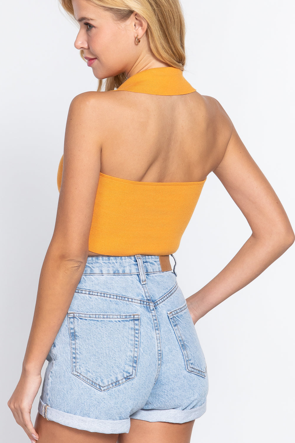 - Halter Ruched Cropped Knit Top -6 colors - Ships from the US - womens halter top at TFC&H Co.