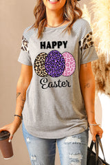 GRAY - HAPPY EASTER Leopard Graphic Raglan Sleeve Tee - womens t-shirt at TFC&H Co.