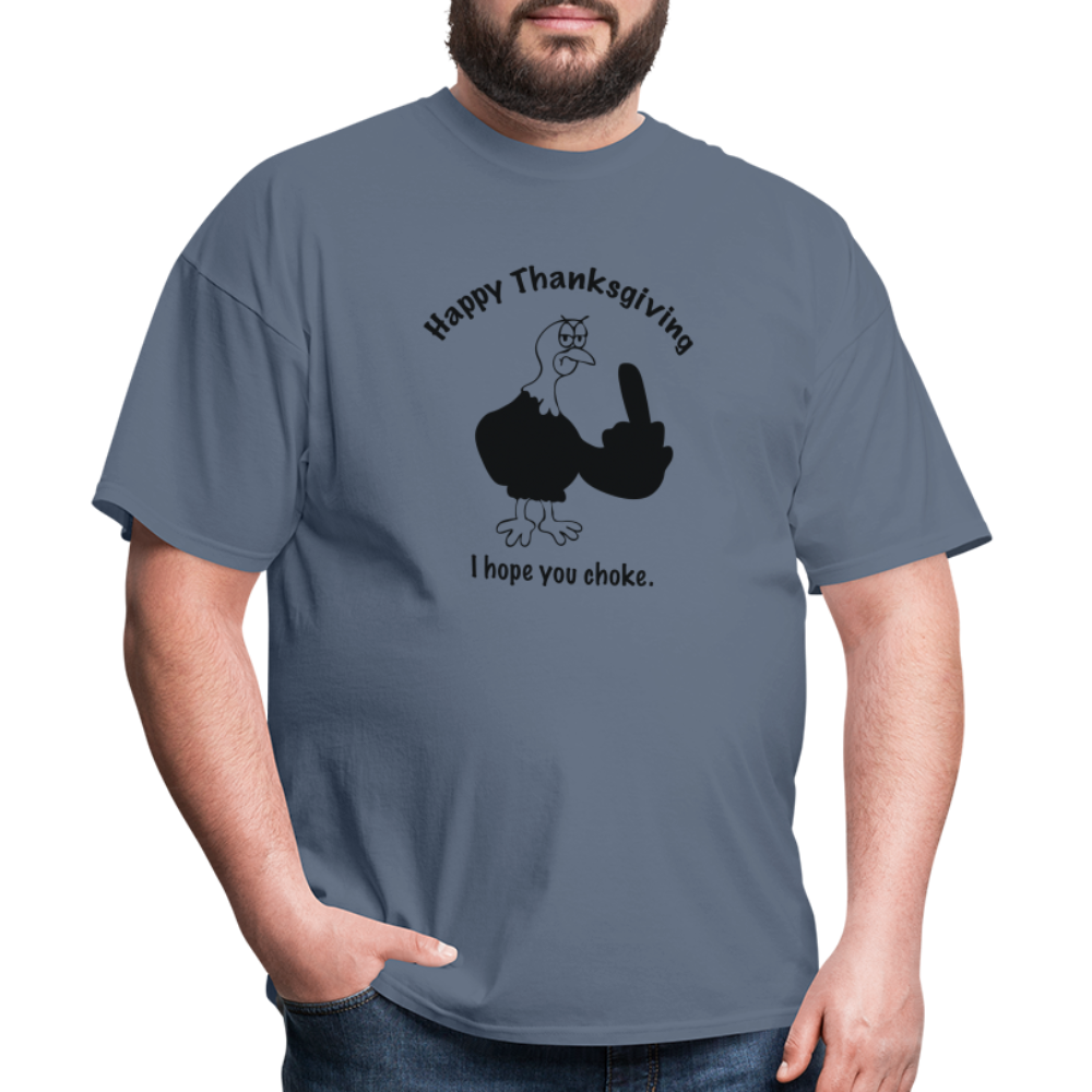 denim - Happy Thanksgiving Unisex Classic T-Shirt - Unisex Classic T-Shirt | Fruit of the Loom 3930 at TFC&H Co.
