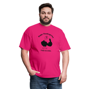 fuchsia - Happy Thanksgiving Unisex Classic T-Shirt - Unisex Classic T-Shirt | Fruit of the Loom 3930 at TFC&H Co.