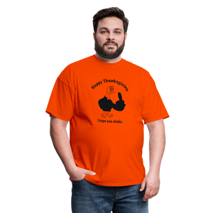 orange - Happy Thanksgiving Unisex Classic T-Shirt - Unisex Classic T-Shirt | Fruit of the Loom 3930 at TFC&H Co.