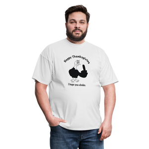 white - Happy Thanksgiving Unisex Classic T-Shirt - Unisex Classic T-Shirt | Fruit of the Loom 3930 at TFC&H Co.